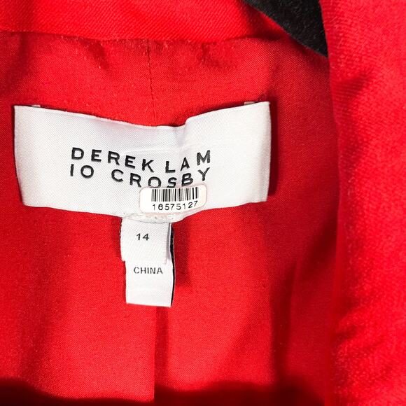 Derek Lam 10 Crosby Noah Blazer Red One-Button Jacket Cotton‎ Blend Sz 14 - Picture 9 of 14